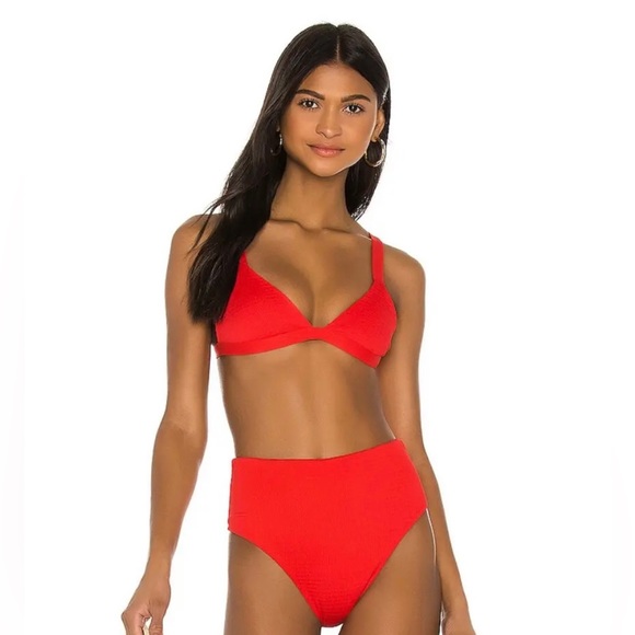 NWOT👙VITAMIN A Swim Cheryl EcoTex Bikini Top in Cherry Red, Size Large (10) - Picture 5 of 14